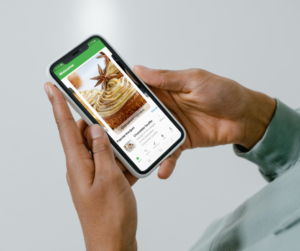 hand holding phone open on Chefbite app